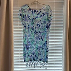 Lilly Pulitzer Blue and Green Tropical Swim Cover-Up